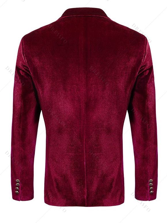 Men's Casual Velvet Suit Lapel Collar Long Sleeve Business Suit Jacket Outerwear - Rouge Vineux 4XL