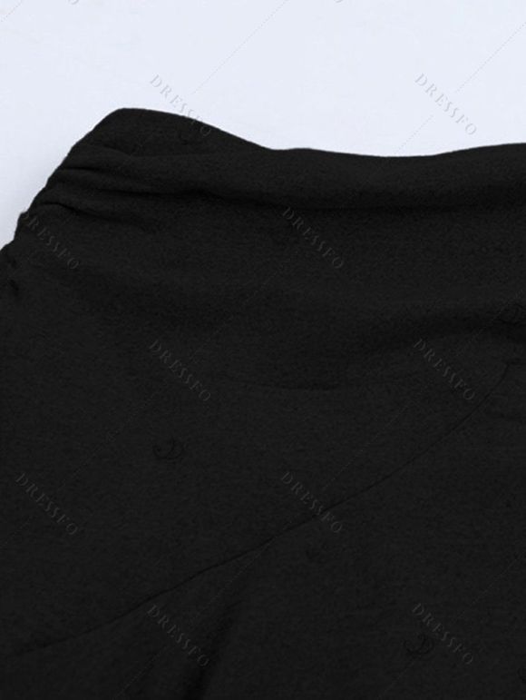 Athletic Women Two Piece Outfits Solid Color Crop Cami Top and High Waist Skirt Set - Noir XL | US 12