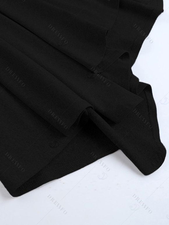 Athletic Women Two Piece Outfits Solid Color Crop Cami Top and High Waist Skirt Set - Noir XL | US 12