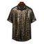 Men's Vintage Vacation Shirt Leopard Print Button Up Shirt - Rouge Vineux S