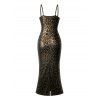 Vintage Vacation Dress Leopard Print Spaghetti Strap Maxi Bodydon Dress - Rouge Vineux S | US 4