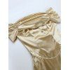 Elegant Party Couple Outfit Off the Shoulder Ruched Solid Color Bodycon Dress and Long Sleeve Shirt Set - Champagne S | US 4