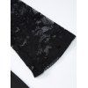 Party Couple Outfit Floral Lace Panel Cut Out Slim Slit Bodycon Dress and Shiny Long Sleeve Shirt Set - Noir S | US 4