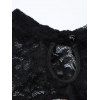 Party Couple Outfit Floral Lace Panel Cut Out Slim Slit Bodycon Dress and Shiny Long Sleeve Shirt Set - Noir S | US 4