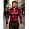 Party Couple Outfit Floral Lace Panel Cut Out Slim Slit Bodycon Dress and Shiny Long Sleeve Shirt Set - Rouge Vineux S | US 4