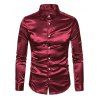 Elegant Party Couple Outfit Solid Color High Slit Square Neck Maxi Dress and Shiny Long Sleeve Shirt Set - Rouge Vineux S | US 4