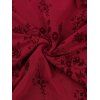 Cocktail Party Couple Outfit Solid Color Flocked Flower Mesh Plunging Neck Bodycon Midi Dress and Laper Collar Suit Set - Rouge Vineux S | US 4