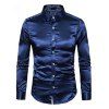 Party Couple Outfit Solid Color Ruched High Slit Bodycon Dress and Satin Shirt Set - Cadetblue S | US 4