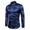 Party Couple Outfit Solid Color Ruched High Slit Bodycon Dress and Satin Shirt Set - Cadetblue S | US 4