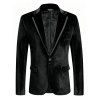 Men's Casual Velvet Suit Lapel Collar Long Sleeve Business Suit Jacket Outerwear - Noir M