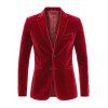Men's Velvet Formal Suit Solid Color Lapel Collar Long Sleeve Party Suit - Rouge 3XL