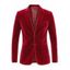 Men's Velvet Formal Suit Solid Color Lapel Collar Long Sleeve Party Suit - Rouge 3XL
