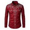 Men's Western Style Shirt Embroidered Button Up Long Sleeve Shirt - Rouge Vineux S