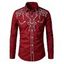Men's Western Style Shirt Embroidered Button Up Long Sleeve Shirt - Rouge Vineux S