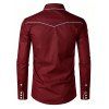 Men's Western Style Shirt Embroidered Button Up Long Sleeve Shirt - Rouge Vineux S