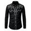 Men's Western Style Shirt Embroidered Button Up Long Sleeve Shirt - Rouge Vineux S