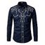 Men's Western Style Shirt Embroidered Button Up Long Sleeve Shirt - Rouge Vineux S