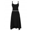 Athletic Women Two Piece Outfits Solid Color Crop Cami Top and High Waist Skirt Set - Noir XL | US 12