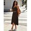 Athletic Women Two Piece Outfits Solid Color Crop Cami Top and High Waist Skirt Set - Noir XL | US 12