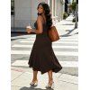 Athletic Women Two Piece Outfits Solid Color Crop Cami Top and High Waist Skirt Set - Brun S | US 4