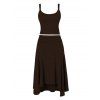 Athletic Women Two Piece Outfits Solid Color Crop Cami Top and High Waist Skirt Set - Brun S | US 4