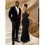 Party Couple Outfit Rhinestone Halter Maxi Dress and Lapel Long Sleeve Velvet Suit Set - Noir S | US 4