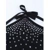 Party Couple Outfit Rhinestone Halter Maxi Dress and Lapel Long Sleeve Velvet Suit Set - Noir S | US 4