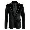 Men's Casual Velvet Suit Lapel Collar Long Sleeve Business Suit Jacket Outerwear - Noir L