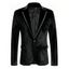 Men's Casual Velvet Suit Lapel Collar Long Sleeve Business Suit Jacket Outerwear - Noir L