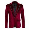 Men's Casual Velvet Suit Lapel Collar Long Sleeve Business Suit Jacket Outerwear - Rouge Vineux XL