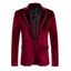 Men's Casual Velvet Suit Lapel Collar Long Sleeve Business Suit Jacket Outerwear - Noir L