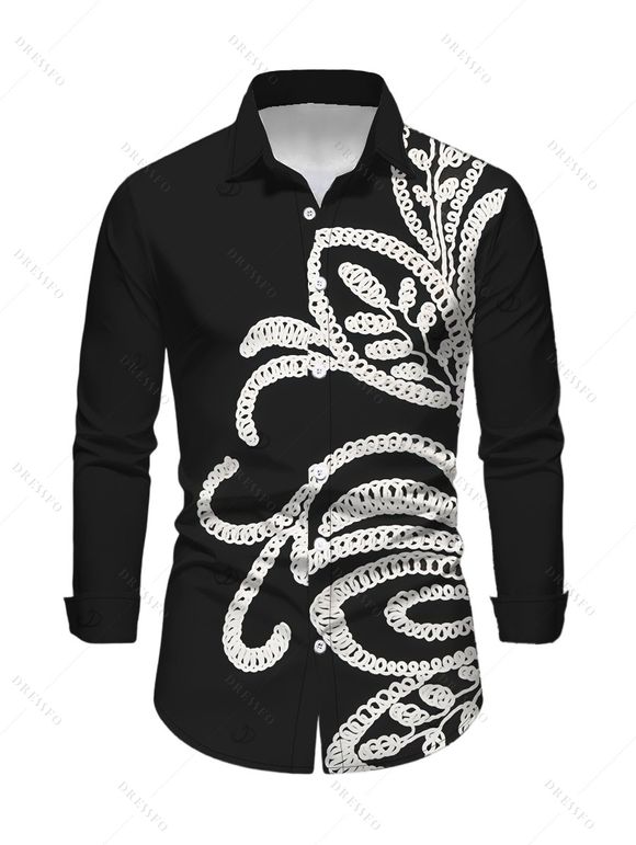Vintage Couple Outfit Crochet Hollow Out Pattern Off the Shoulder Ruched Mesh Panel Bodycon Dress and Long Sleeve Shirt Set - Noir S | US 4
