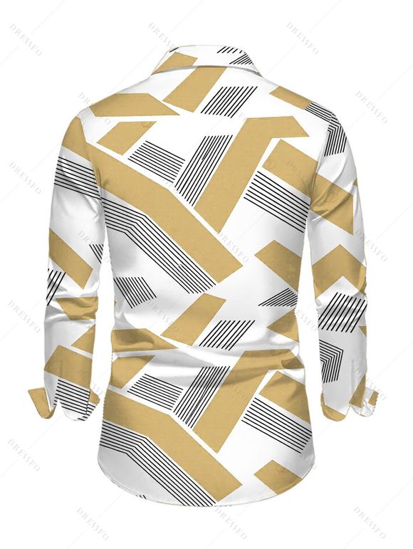 Vintage Couple Outfit Solid Color Multi-pockets Spaghetti Strap Jumpsuit and Geometric Striped Print Shirt Set - café lumière S | US 4