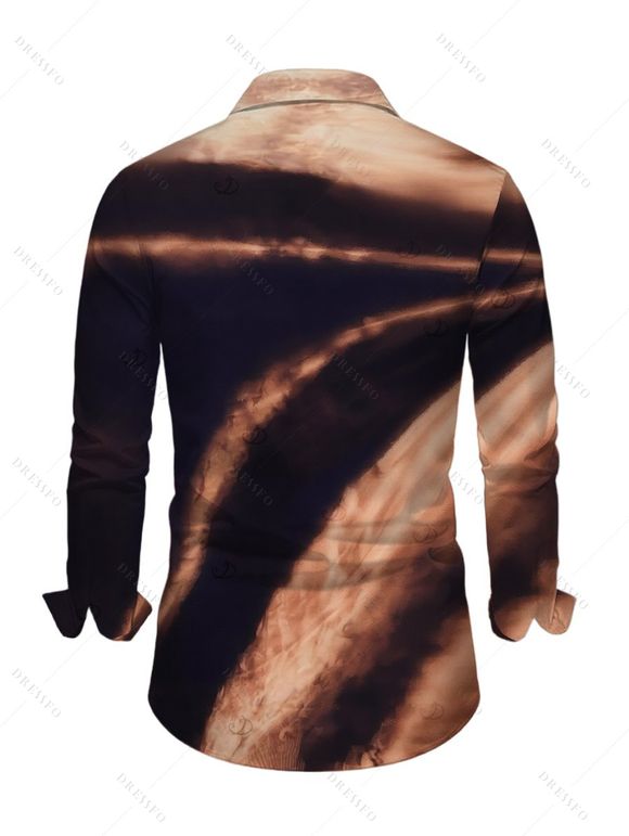 Vintage Couple Outfit Tie Dye Print Off the Shoulder Ruched Mesh Panel Bodycon Dress and Long Sleeve Shirt Set - Brun S | US 4