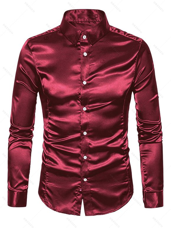 Burgundy Party Couple Outfit 3D Applique One Shoulder Short Sleeve Mermaid Bodycon Dress and Satin Shirt Set - Rouge Vineux S | US 4