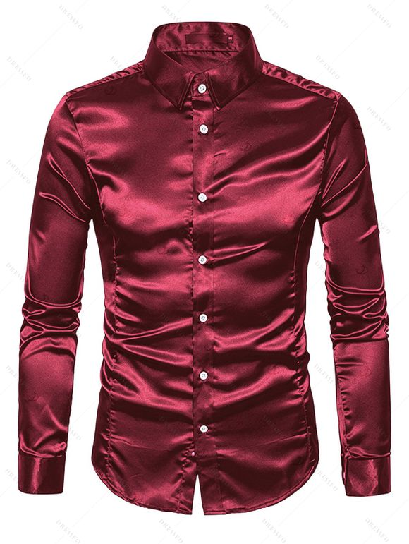Burgundy Party Couple Outfit 3D Applique One Shoulder Short Sleeve Mermaid Bodycon Dress and Satin Shirt Set - Rouge Vineux S | US 4