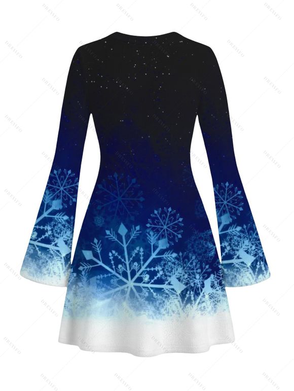Christmas Sweater Dress Ombre Galaxy Snowflake Print Long Sleeve Bodycon Mini Dress - BLACK M | US 6