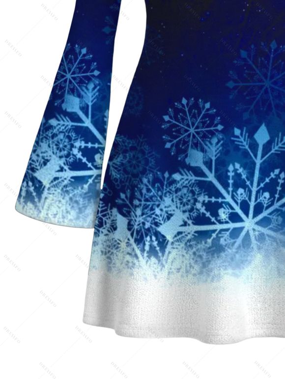 Christmas Sweater Dress Ombre Galaxy Snowflake Print Long Sleeve Bodycon Mini Dress - BLACK M | US 6