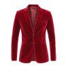 Elegant Party Couple Outfit Twist Ruched Sweetheart Neck Long Sleeve Slit Evening Dress Velvet Suit Set - RED S | US 4