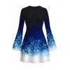 Christmas Sweater Dress Ombre Galaxy Snowflake Print Long Sleeve Bodycon Mini Dress - Noir L | US 8-10