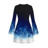 Christmas Sweater Dress Ombre Galaxy Snowflake Print Long Sleeve Bodycon Mini Dress - BLACK M | US 6