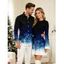Christmas Couple Outfit Ombre Galaxy Snowflake Print Bodycon Mini Sweater Dress and Long Sleeve Shirt Set - BLACK S | US 4