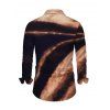 Vintage Couple Outfit Tie Dye Print Off the Shoulder Ruched Mesh Panel Bodycon Dress and Long Sleeve Shirt Set - Brun S | US 4
