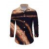 Vintage Couple Outfit Tie Dye Print Off the Shoulder Ruched Mesh Panel Bodycon Dress and Long Sleeve Shirt Set - Brun S | US 4
