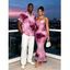 Vacation Couple Outfit Tie Dye Crisscross Draped Mesh Panel Bodycon Dress and Shirt Set - Rose S | US 4