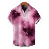 Vacation Couple Outfit Tie Dye Crisscross Draped Mesh Panel Bodycon Dress and Shirt Set - Rose S | US 4