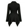 Gothic Coat Geometric Textured Zipper Lapel Collar Asymmetrical Hem Punk Style Coat - Noir M | US 6