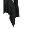 Gothic Coat Geometric Textured Zipper Lapel Collar Asymmetrical Hem Punk Style Coat - Noir M | US 6