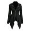 Gothic Coat Geometric Textured Zipper Lapel Collar Asymmetrical Hem Punk Style Coat - Noir M | US 6