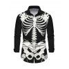 Men's Halloween Gothic Shirt Skeleton Print Button Up Long Sleeve Shirt - Noir XL